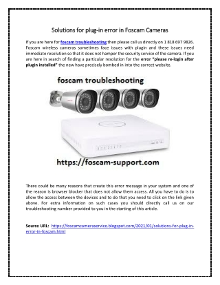 Solutions for plug-in error in Foscam Cameras