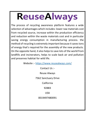 Recycling Awareness Platform | Reusealways.com