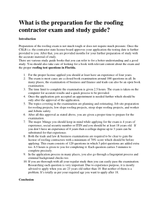 What is the preparation for the roofing contractor exam and study guide?