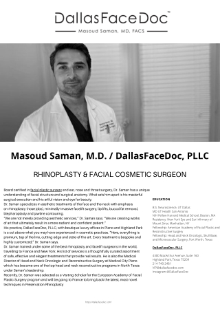 DallasFaceDoc, PLLC | Facial Plastic Surgeon Dallas