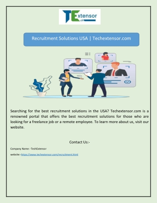 Recruitment Solutions USA | Techextensor.com