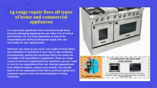 Lg range repair fixes all types of home and commercial appliances