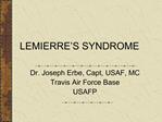 LEMIERRE S SYNDROME