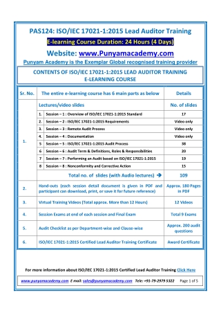 Punyam Academy Announces the Launch of ISO/IEC 17021-1:2015 Lead Auditor Training e-learning course