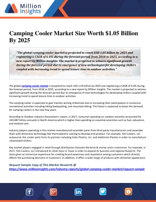 Camping Cooler Market Size Worth $1.05 Billion By 2025