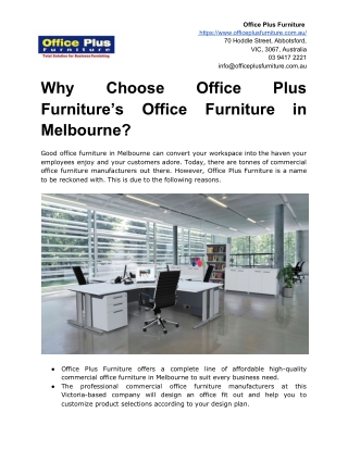 Why Choose Office Plus Furniture’s Office Furniture in Melbourne?