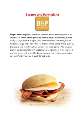 5% Off - Burgers and Parmigiana Menu Craigieburn, VIC