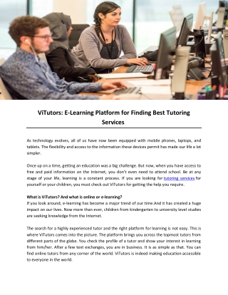 ViTutors: E-Learning Platform for Finding Best Tutoring Services