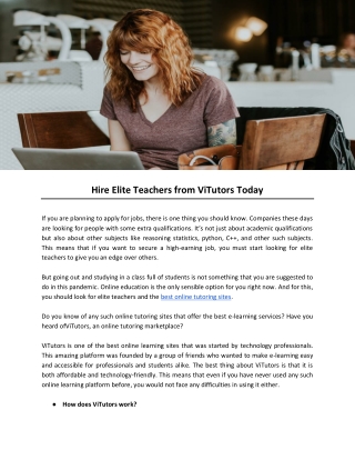 Hire Elite Teachers from ViTutors Today