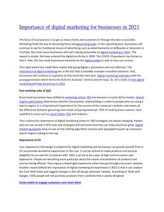 Importance of digital marketing for businesses in 2021