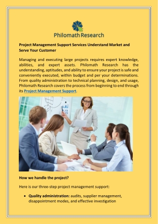 Project Management Support Services Understand Market and Serve Your Customer