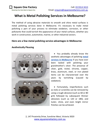 What is metal polishing services in Melbourne