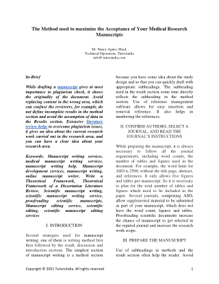 The method used to maximize the acceptance of your medical research manuscripts