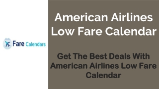 American Airlines Low Fare Calendar