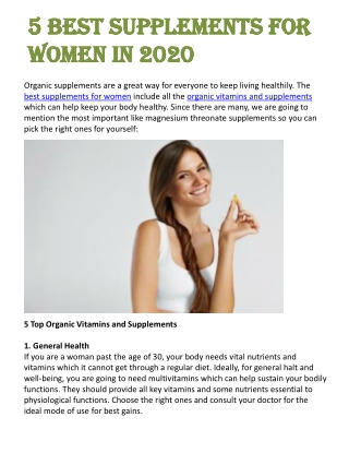 5 Best Supplements for Women in 2020