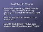 Aristotle On Motion