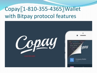 Copay Wallet Support Number 〖1-810-355-4365〗Wallet with Bitpay protocol features