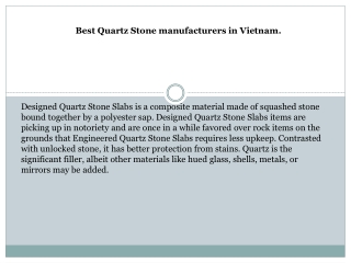Best Quartz Stone manufacturers in Vietnam