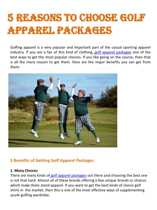 5 Reasons to Choose Golf Apparel Packages