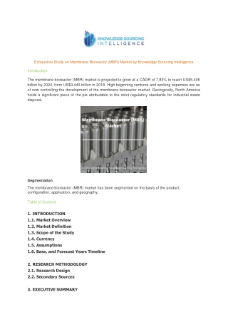 Exhaustive Study on Membrane Bioreactor (MBR) Market