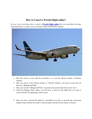 How To Cancel A WestJet flight Online?