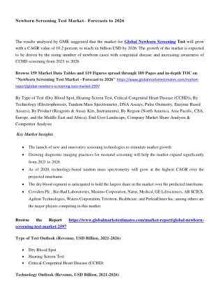 Newborn Screening Test Market Size & Growth