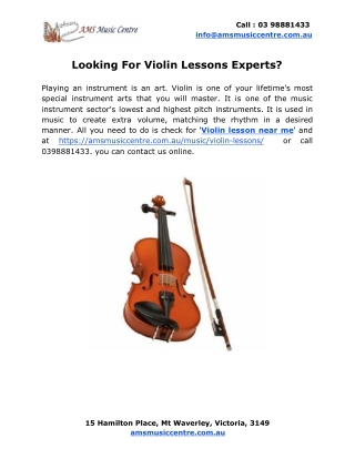 Looking For Violin Lessons Experts?