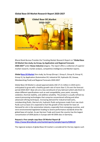 Global Base Oil Market Research Report 2020-2027