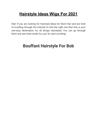 Hairstyle Ideas Wigs For 2021