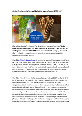 Global Eco-Friendly Straws Market Research Report 2020-2027