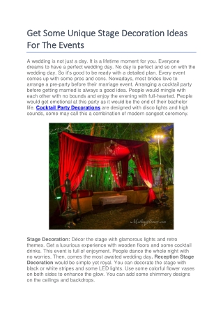 Get Some Unique Stage Decoration Ideas For The Events