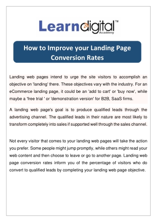 How to Improve Your Landing Page Conversion Rates