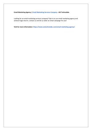 Email Marketing Agency | Email Marketing Services Company - AIS Technolabs