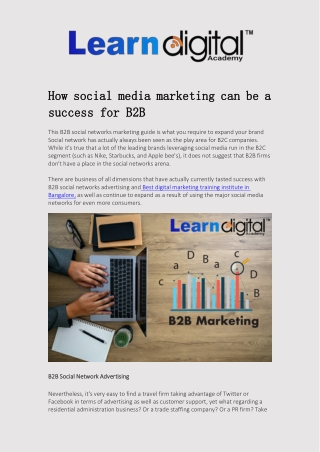 How social media marketing can be a success for B2B