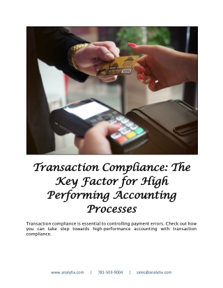 Transaction Compliance - The Key Factor for High Performing Accounting Processes