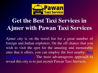 Get the Best Taxi Services in Ajmer with Pawan Taxi Services