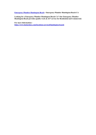 Emergency Plumber Huntington Beach - Emergency Plumber Huntington Beach CA