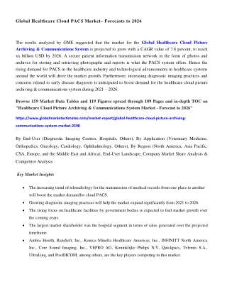 Global Healthcare Cloud Picture Archiving & Communications System Market Research Report