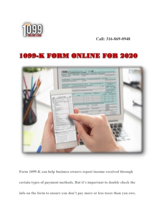 1099 K | Form 1099 Online | 316-869-0948 | Online IRS 1099 K From