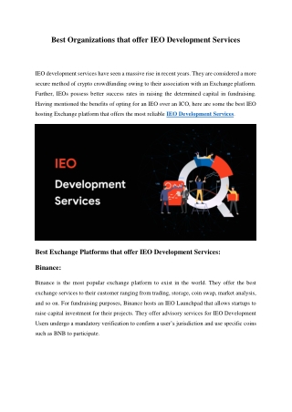 IEO Development Services