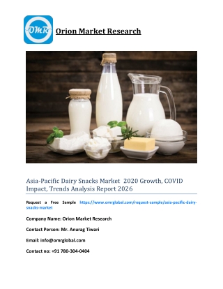 Asia-Pacific Dairy Snacks Market  2020 Growth, COVID Impact, Trends Analysis Report 2026