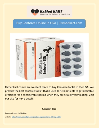 Buy Cenforce Online in USA | Rxmedkart.com