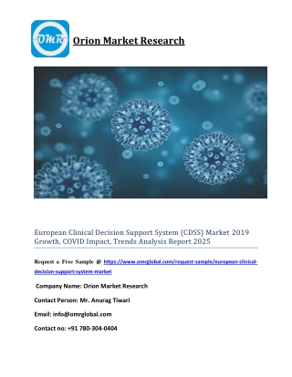 European Clinical Decision Support System (CDSS) Market 2019 Growth, COVID Impact, Trends Analysis Report 2025