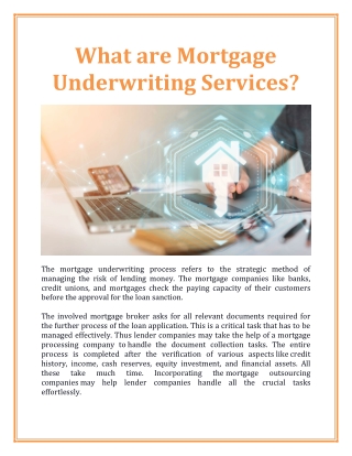 What are Mortgage Underwriting Services ?