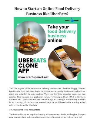 How to Start an Online Food Delivery Business like UberEats?