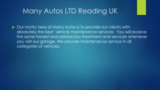 Many Autos Car services in Reading UK