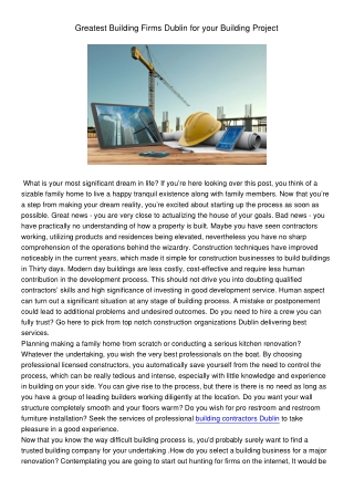 GreatestBuildingFirmsDublinforyourBuildingProject