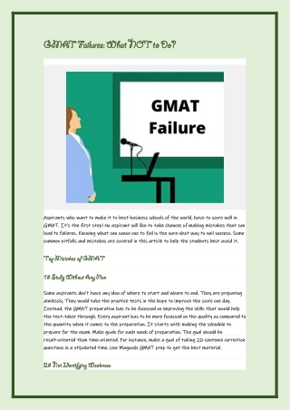 GMAT Failures: What NOT to Do?