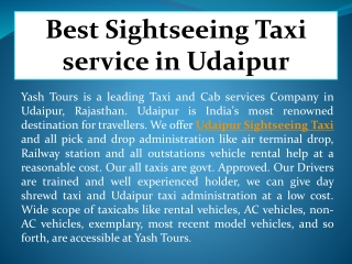 Best Sightseeing Taxi service in Udaipur