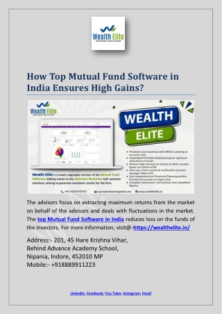 How Top Mutual Fund Software in India Ensures High Gains?